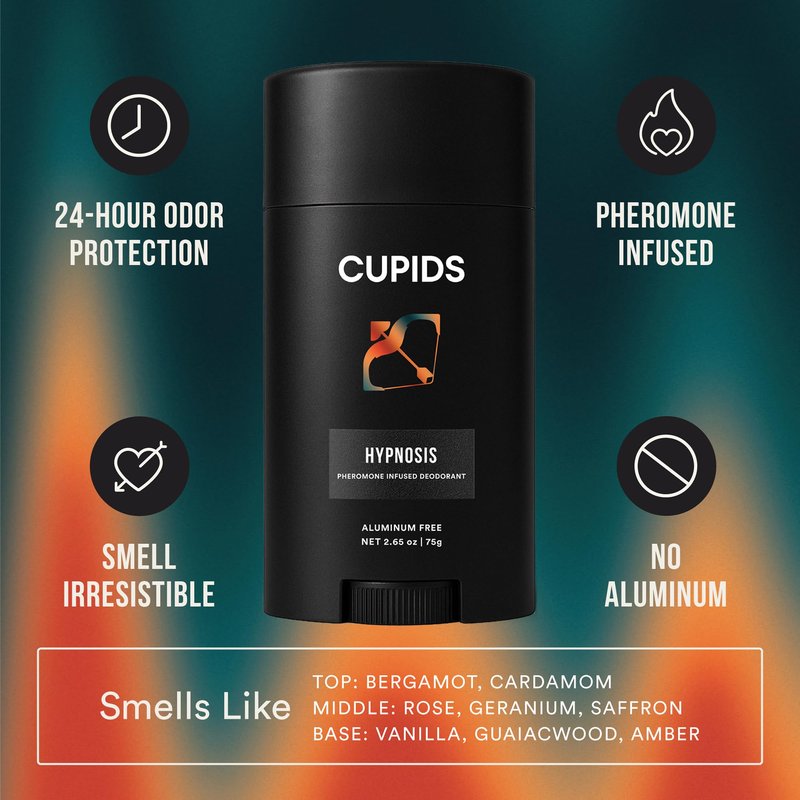 Cupids Hypnosis Deodorant for Men – Aluminum-Free, Natural, Pheromone-Infused, Vanilla Ember Scent, Organic, Skin-Friendly, Long-Lasting, Non-Sticky, Mens Deodorant, Men's Deo (Vanilla)