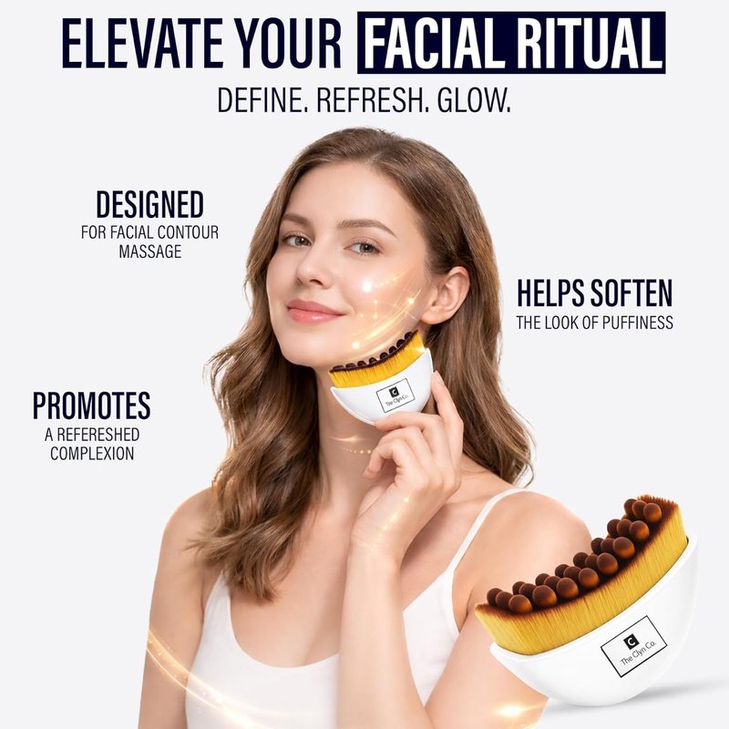 Lymphatic Contour Face Brush - Ultra Soft Bristles for Lymphatic Drainage | Ergonomic Design for Radiant Skin