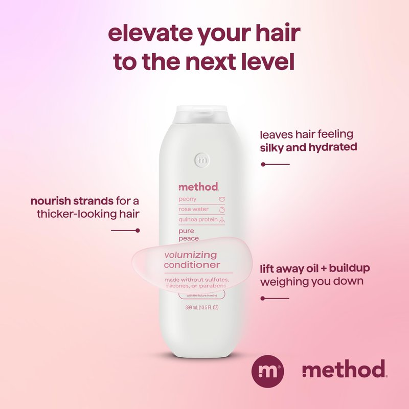 Method Volumizing Conditioner, Pure Peace – for Thicker, Fuller Looking Hair and Safe for Color-Treated Hair – Sulfate-Free, Paraben-Free and Cruelty-Free – 13.5 oz