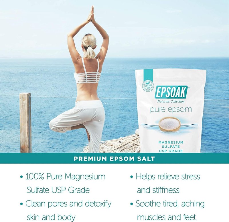Epsoak Epsom Salt - 10 lb Unscented Magnesium Sulfate USP | Resealable Bag, Made in USA, Cruelty-Free