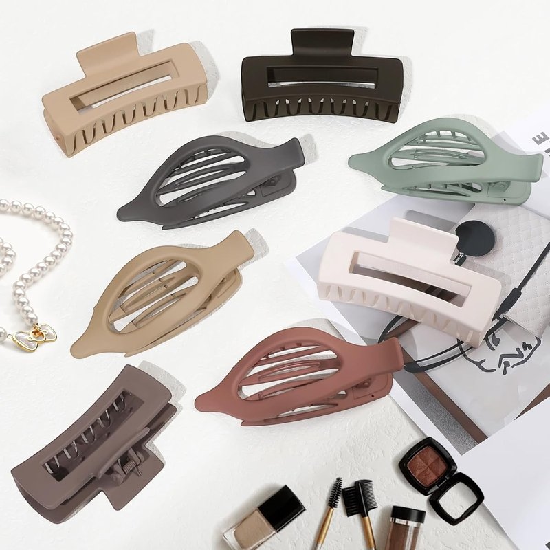 Large Hair Claw Clips for Women - 8 Pcs Square & Flat Hair Clips for Thick or Thin Hair | 4.3 Inch Alligator Hair Accessories