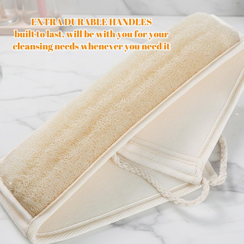Back Scrubber for Shower, Natural Egyptian Loofah Back Scrubber, Long Handle for Deep Exfoliation, Ideal for Adults with Limited Mobility, Eco-Friendly Bath Accessory