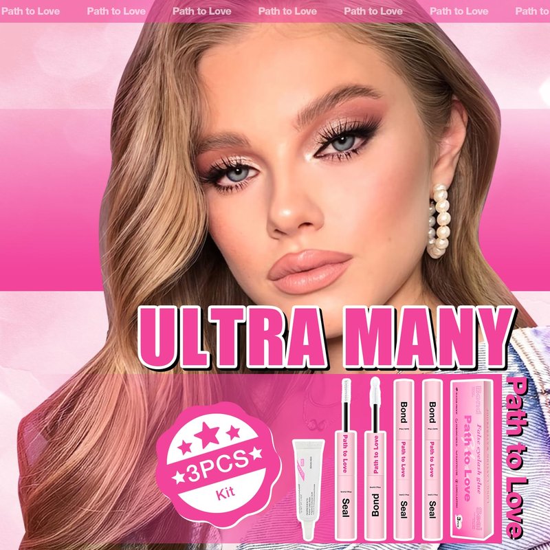 Path to Love Lash Cluster Glue Set - 150H Strong Hold Waterproof Adhesive Eyelash Glue,Bond & Seal 2x5ml+5ml + 1x0.24oz Lash Glue for DIY Cluster Lashes, Home Use, Beginners & Pros (White, 3-Pack)