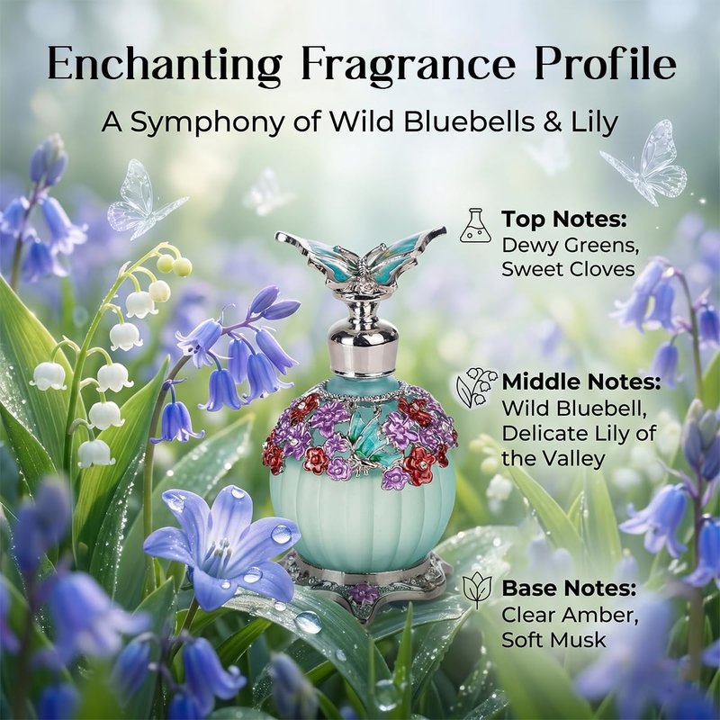 LIYJTK Perfume For Women, Muslim Perfume Halal Dubai Essential Oil Luxury Fragrance Long Lasting Vintage Exquisite Religious Supply - A Seductive, Signature Aroma (Blue)
