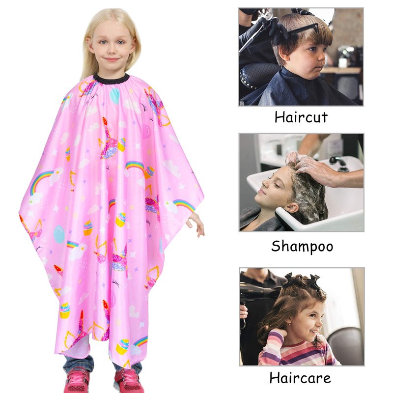 PAMAID Kids Haircut Cape Waterproof Barber Cape Cover, Unicorn Hair Cutting Cape for Girls with Adjustable Snap Closure (Unicorn)