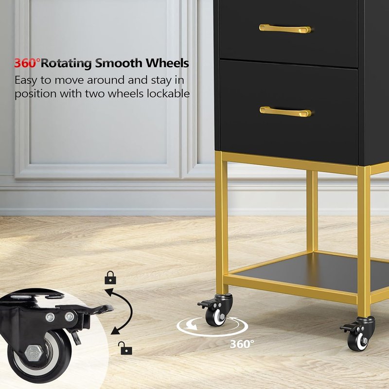 Beauty Salon Storage Trolley Cart - Wooden Hair Cabinet with Dryer Holder & Drawer | Black Hairdressing Organizer for Stylist