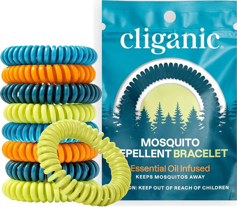 Cliganic Mosquito Repellent Bracelets - 10 Pack DEET-Free Bands for Adults & Kids | Individually Wrapped