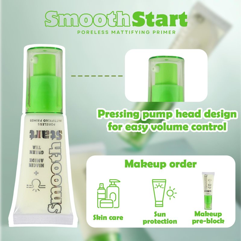 Oz Lab SmoothStart Poreless Mattifying Primer – Niacinamide & Green Tea Extract for Oil Control, Blurs Pores, Lightweight Non-Greasy Makeup Base, Vegan & Cruelty-Free, 0.68 fl oz/20ml