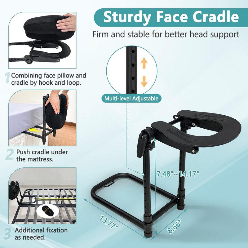 Mattress Top Massage Kit, Massage Headrest Face Pillow for Bed Mattress, Massage Face Cradle Cushion Bed Massage Head Holder, Adjustable Massage Attachment for Mattress, Eye Surgery Recovery Equipment