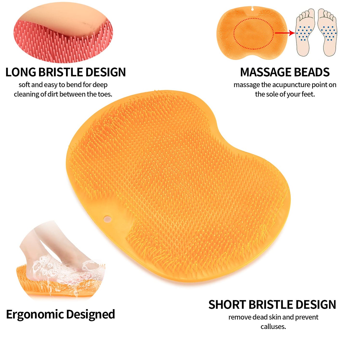 Zxglxinyao 2-Pack Shower Foot Scrubber Mat Back Washer Back Exfoliating Bath Wash Pad Wall Mounted Slip Suction Cups Foot Scrubber for Use in Shower Cups Foot Cleaner for Men and Women