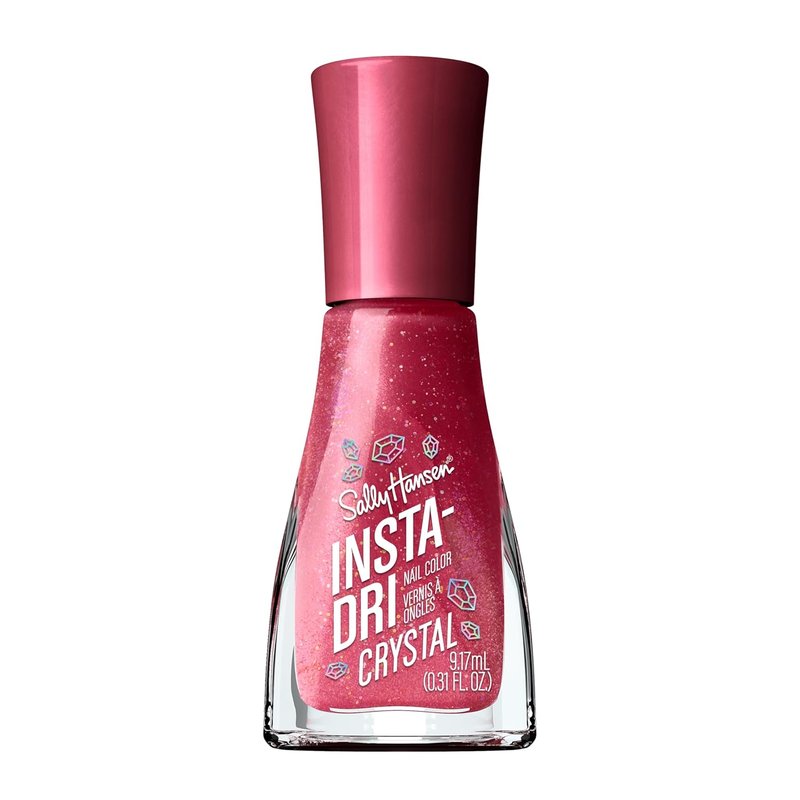 Sally Hansen Crystal Nail Polish - Quick Dry, Streak-Free Shine | Holographic Ruby Red | 117 Ruby Reflection