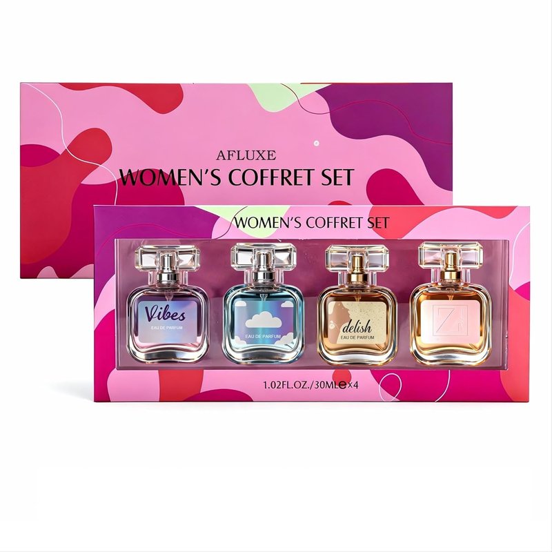 AFLUXE Women's Perfume Coffret Set - 4-Piece Luxury Eau de Parfum Collection | Long-Lasting Fragrance, 1.02 Fl Oz Each
