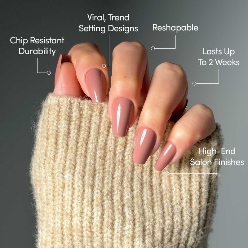Glamnetic Press On Nails - Medium Coffin Muted Mauve Purple | 30 Nail Kit with Glue, 15 Sizes Available