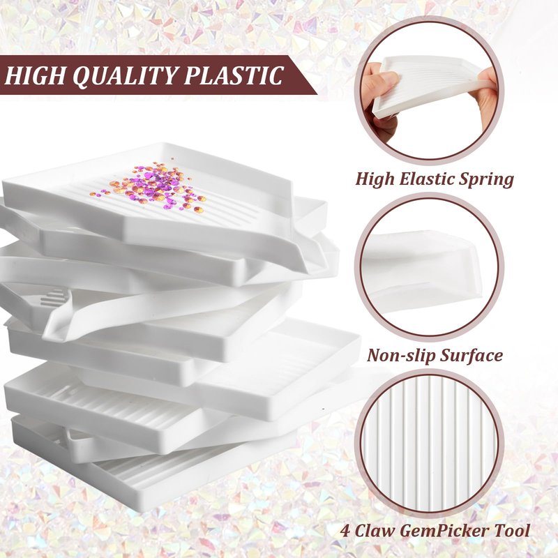 Mudder 20 Pieces Diamond Art Trays and 3 Pieces Bead Scoop Rhinestone Diamond Tweezers for Jewelry Making Gems Crystals Accessories and Tools for DIY Crafts