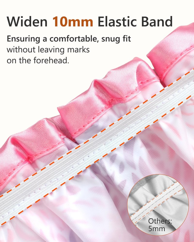 mikimini Medium Shower Cap for Women,Romantic Petal Design, Double Layer Waterproof, Reusable, Washable, High-quality, Floral Print