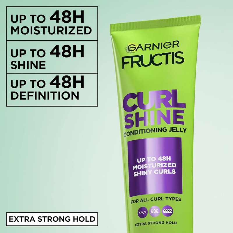 Garnier Fructis Curl Shine Conditioning Hair Gel - Extra Strong Hold for Curly & Wavy Hair, 5.1 Fl Oz