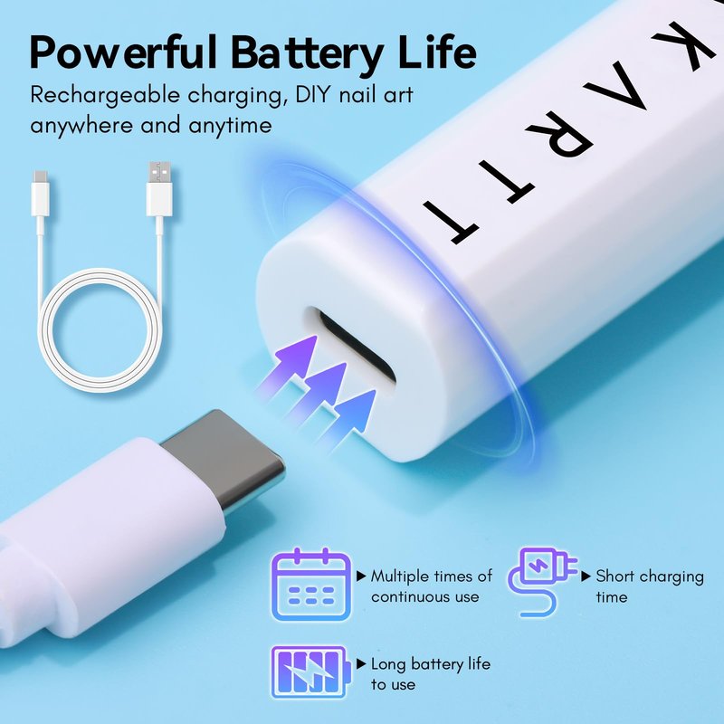 Makartt Handheld UV Nail Lamp, Mini Cordless Flash Cure Nail Light for Gel Nail Polish & Nail Glue, Rechargeable USB UV Light Fast Drying with LCD Display, Portable DIY Nail Art Gift, Home Salon Use