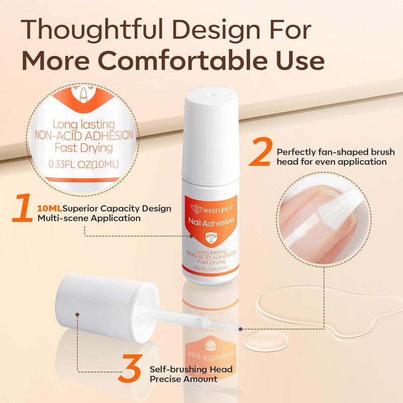 Modelones Nail Glue - Super Strong Long-Lasting Gel for Press-On & Acrylic Nails | 10 ML Non-Toxic Formula