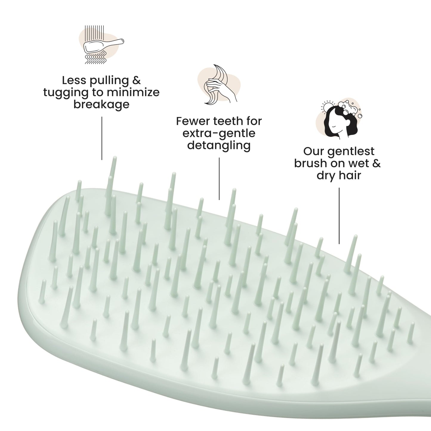 Tangle Teezer Extra Gentle Detangler Hair Brush, with Fewer Bristles for Gentle & Effective Detangling to Minimize Hair Loss & Breakage, Eucalyptus Green