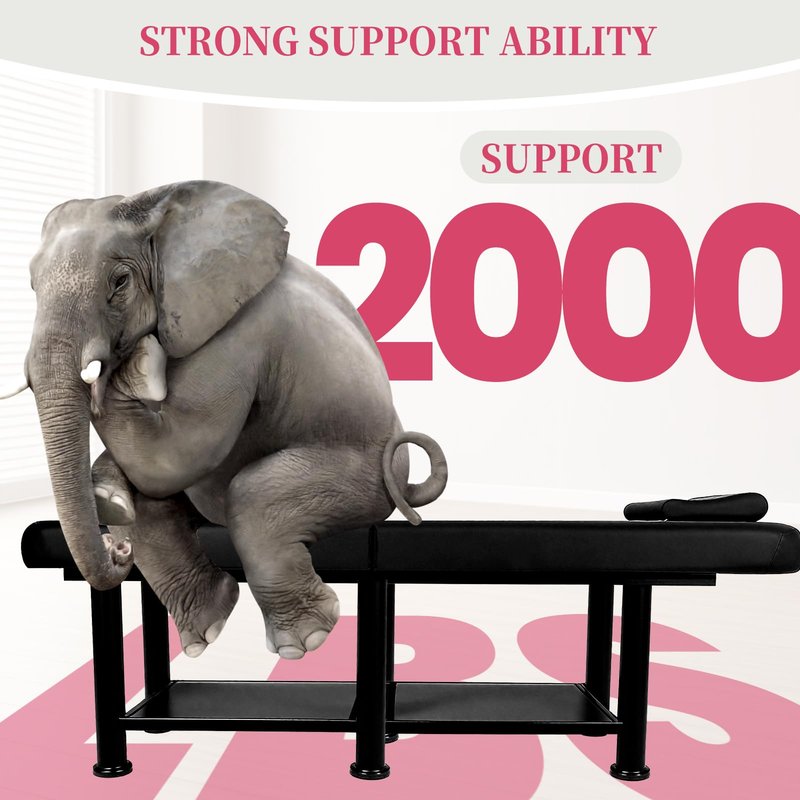 2000 Lbs Foldable Physical Massage Couch, 6 Square Legs Foldable Tattoo Bed with 5 Inch Thick Non-Slip Mat for Spa Footmassage Facial Carespa Tattoo