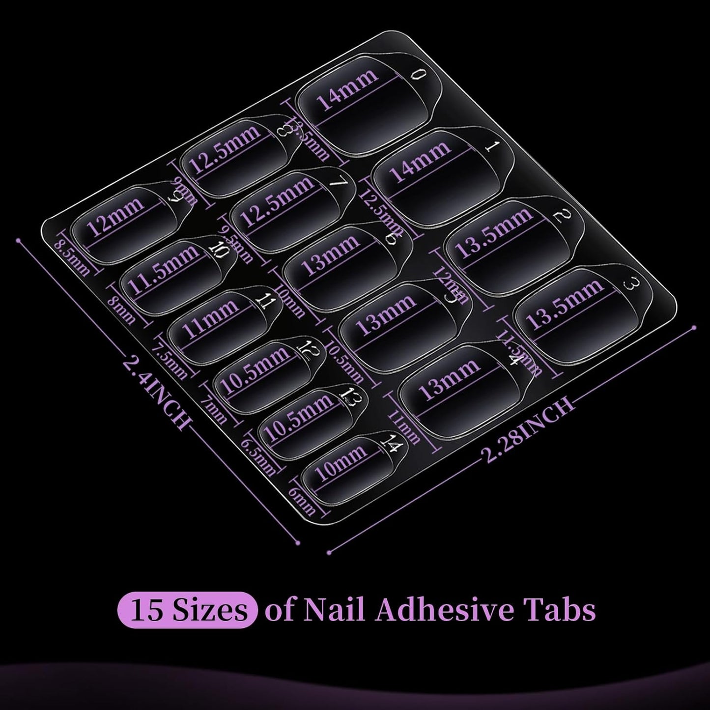Teenitor 600pcs Press on Nail Adhesive Tabs, 15 Sizes of Nail Stickers for Press ons, Press on Nails Glue Stickers Press on Nail Sticky Tabs, Clear/Yellow