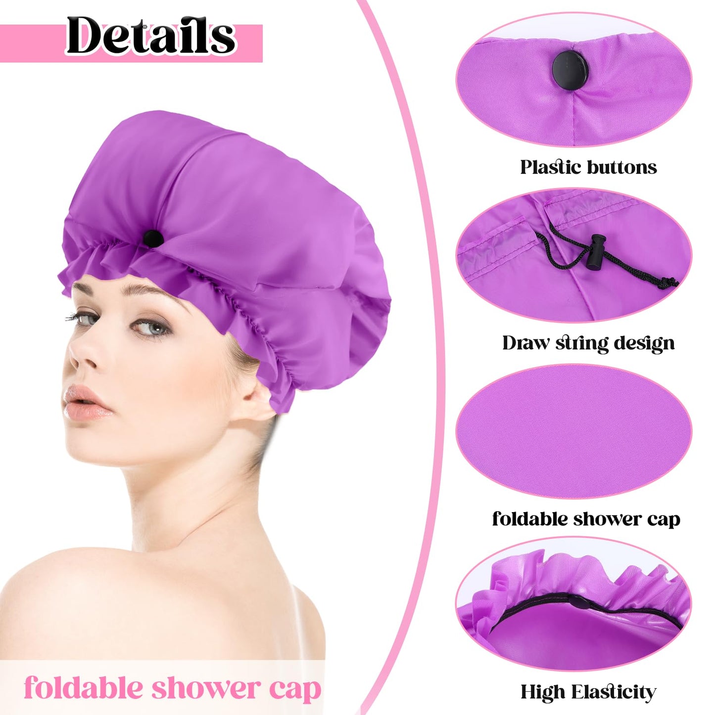 2 Pcs Large Shower Cap for Braids, Extra Long Shower Cap for Women Long Hair & Locs, Waterproof Hair Bonnets for Dreadlocks Drawstring Bath Caps for Women & Men (Blue, Purple)