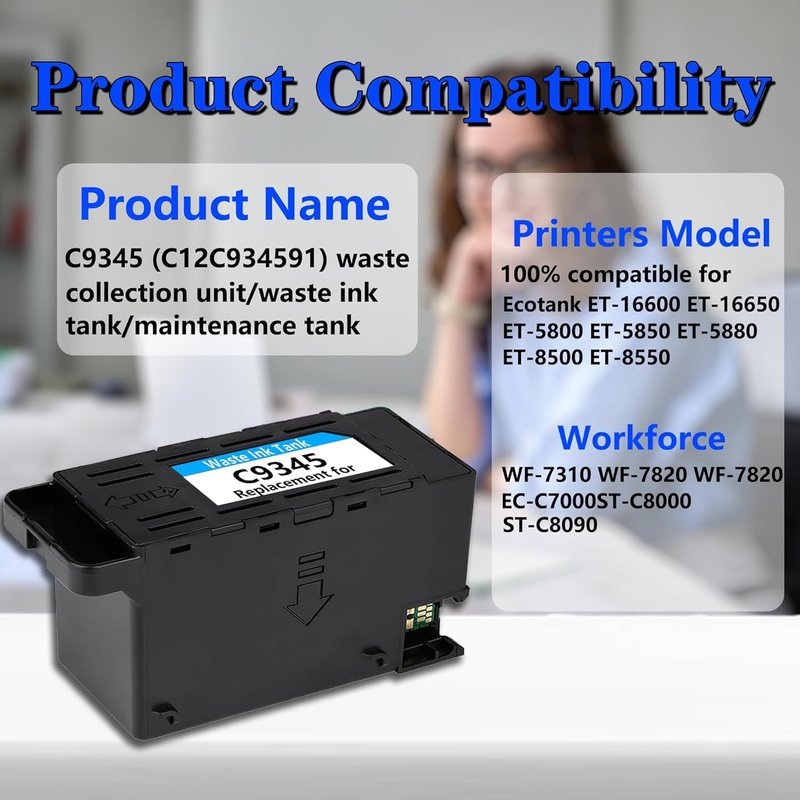 C9345 Ink Maintenance Box - Compatible Replacement for ET-8550, WF-7840, & More | Efficient Printer Care