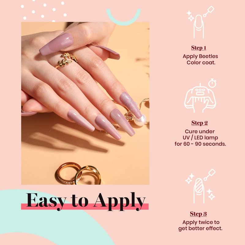Beetles Grey Purple Gel Polish - 15ml Nude Angelina Grey Purple Gel Polish, Summer Soak Off UV LED Lamp Nail Art Salon DIY Design at Home Manicure Gifts for Women
