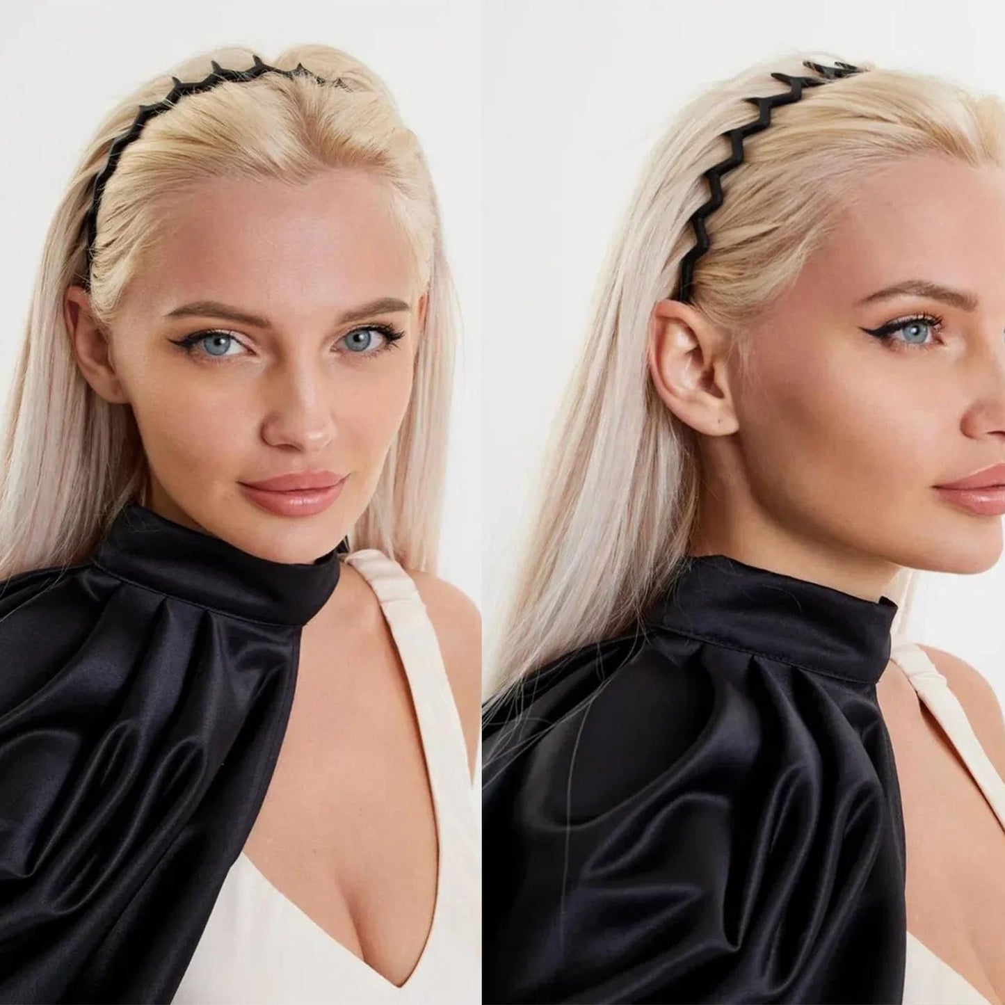 Supgoodom 6 PCS Zig Zag Headbands Plastic Wavy Hair Head Band Comb with Teeth Hoop Accessories for Women Men Girls, Classic Black&Retro Leopard