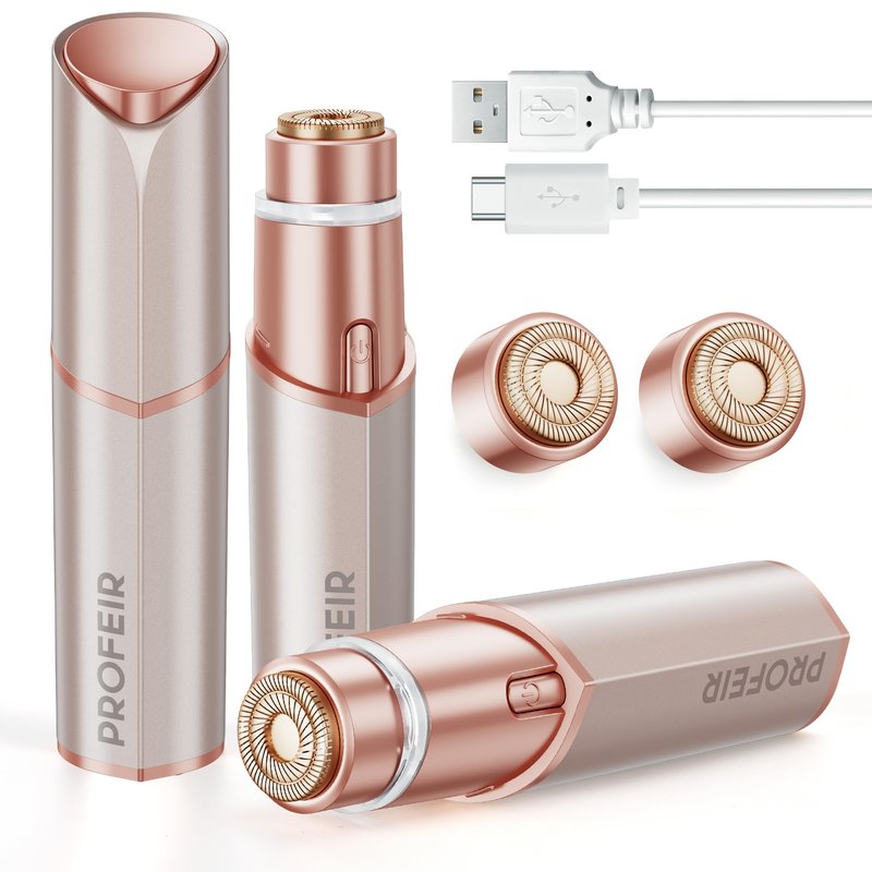Facial Hair Removal for Women: Electric Hair Removal Device - Rechargeable Painless Face Razor for Chin Upper Lip Peach Fuzz with Light Gifts for Women(Rose Gold)