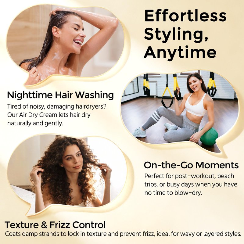 GARPGONA Air Dry Cream for Hair | Styling Cream for Curly, Wavy & Frizzy | Smooths, De-Frizzes & Defines Strands for Up to 24 Hours | Adds Major Softness, Shine & Natural Style, 4 Oz