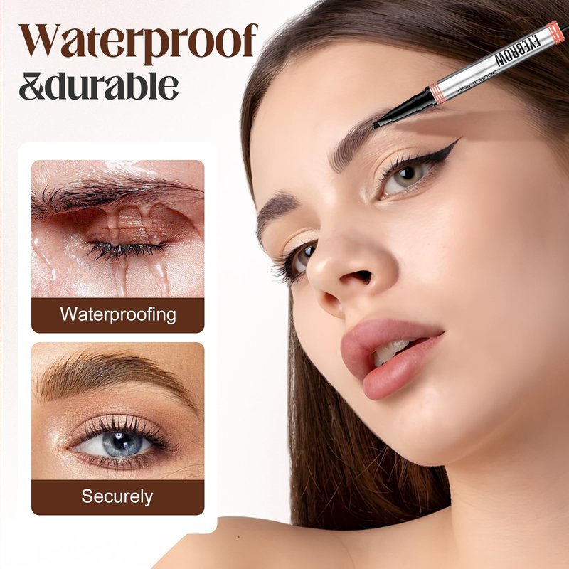 2-in-1 Eyebrow Pencil with Gel, 2026 New Dual-Ended Premium 3D Waterproof 4 Tipped Spoolie Brush Precise Brow Pen Natural Brow Makeup for All Day (Dark Brown)