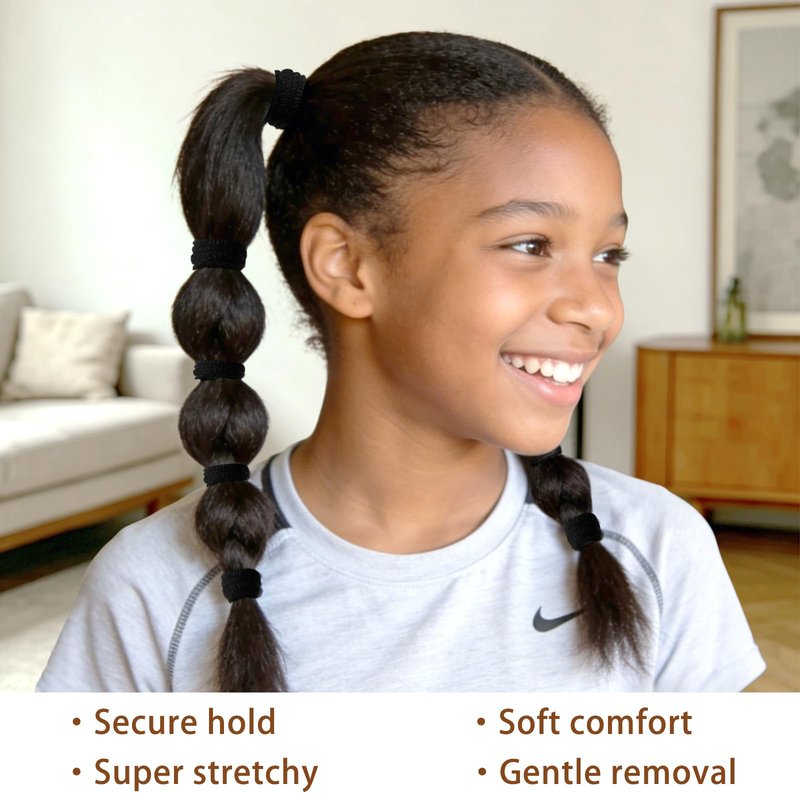 CZZXI 150Ct Hair Ties No Damage for Fine Hair (1.58in), Seamless Elastic Ponytails Holders, Bulk Soft Nylon Hair Ties for Women, Teens & Girls | Hair Accessories (Black)
