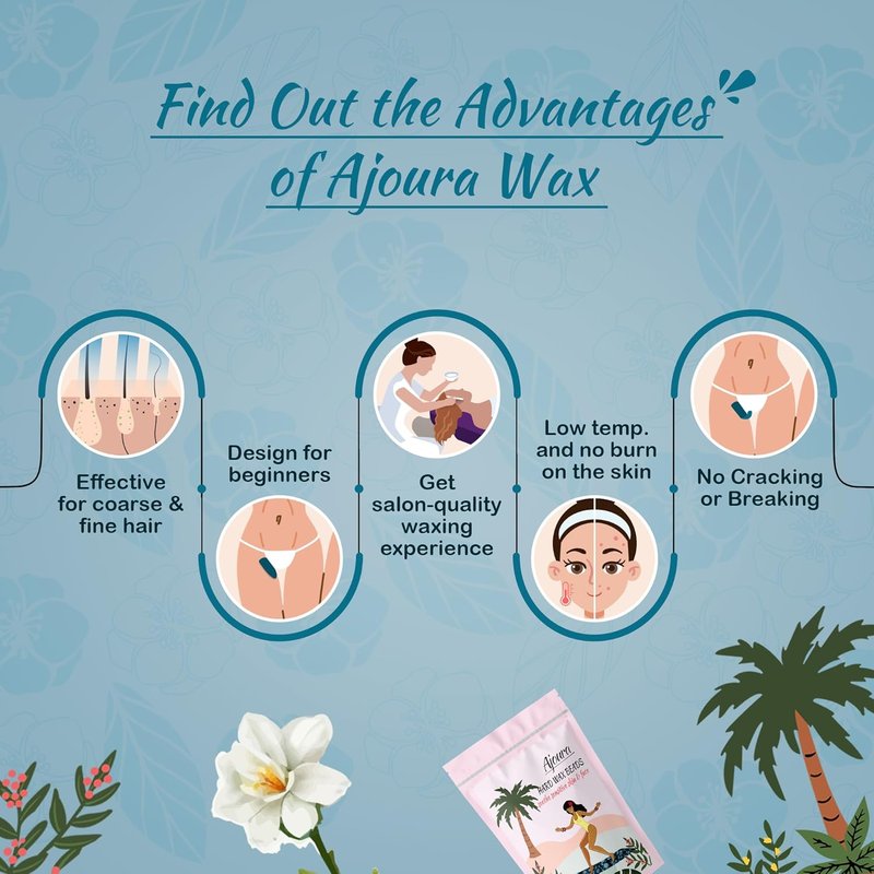 Ajoura Hard Wax Beads - Jasmine Formula for Coarse Hair Removal on Sensitive Skin | 1lb Refill for Face & Bikini Use