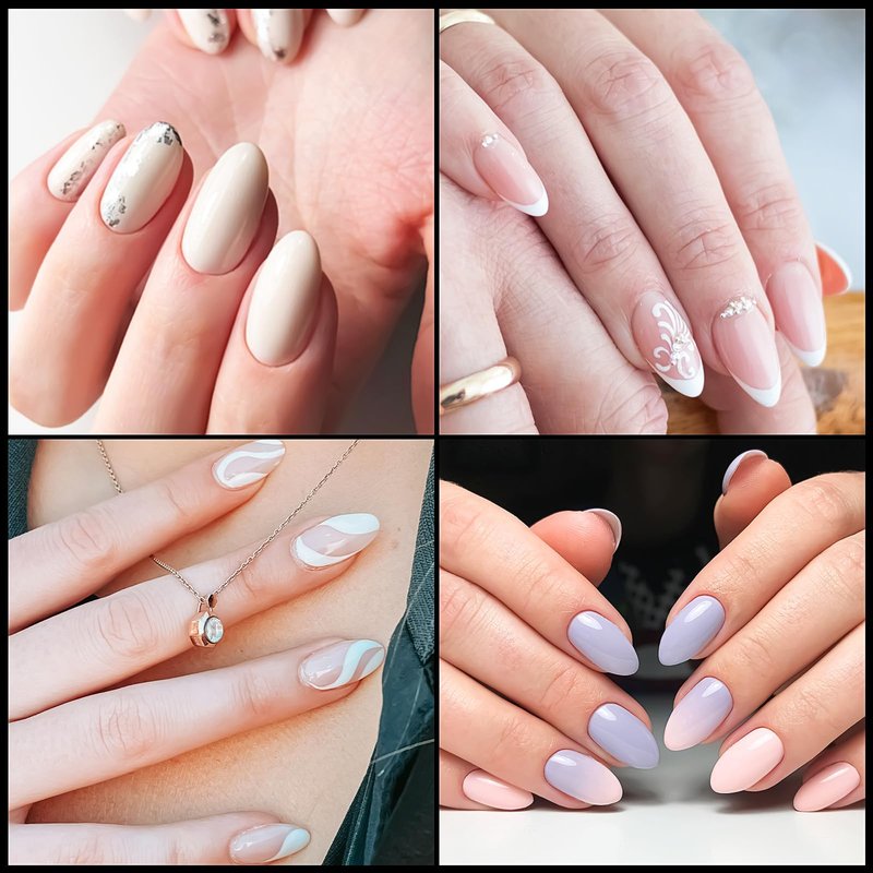 Doneace Medium Almond Nail Tips, 600Pcs Soft Gel Nail Tips, 12 Sizes Pre-Shaped Acrylic Nail Tips Half Matte Full Cover Nail Tips Clear Gelly Press on Flase Nail Tips for Extension DIY Nail Salon