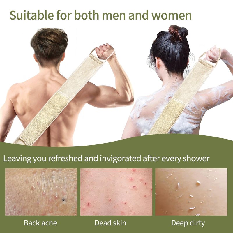 Natural Egyptian Loofah Bath Sponge Exfoliating Shower Scrubber Organic Luffa for Men and Women(tan 2Pack)