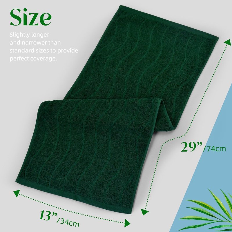 Jacquotha 2-Piece Hand Towels Set in Forest Green, Wavy Striped Jacquard Towels for Bathroom Kitchen (13x29 Inches, 100% Cotton)