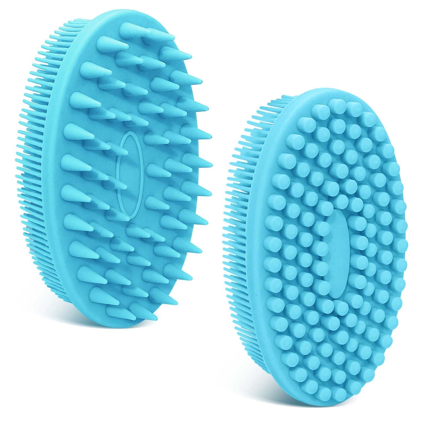 GEENOA Soft Silicone Body Scrubber 2PCS, Dual-Side Silicone Loofah for Shower, Gentle Loofa Alternative, Replaceable Brush Head to be Used Alone or with Long Handle (Bluex2)