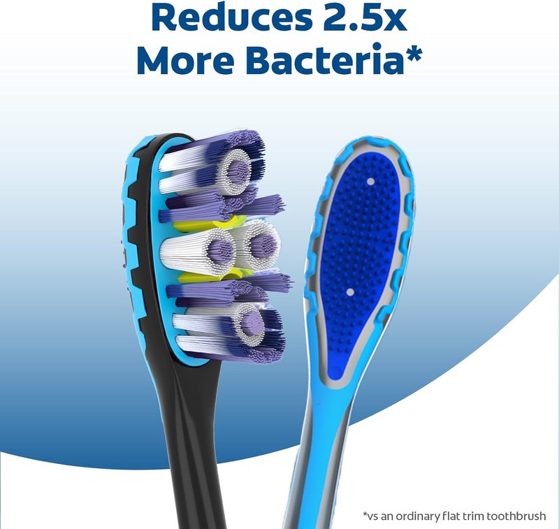 Colgate 360 Advanced Clean Soft Toothbrush Pack - 6 Soft Bristles with Cheek & Tongue Cleaner