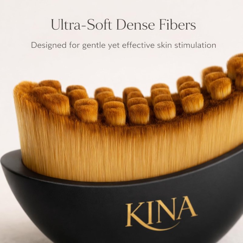 Kina Lymphatic Face Brush - Gua Sha Tool for Detox & Puffiness Relief | Black Color