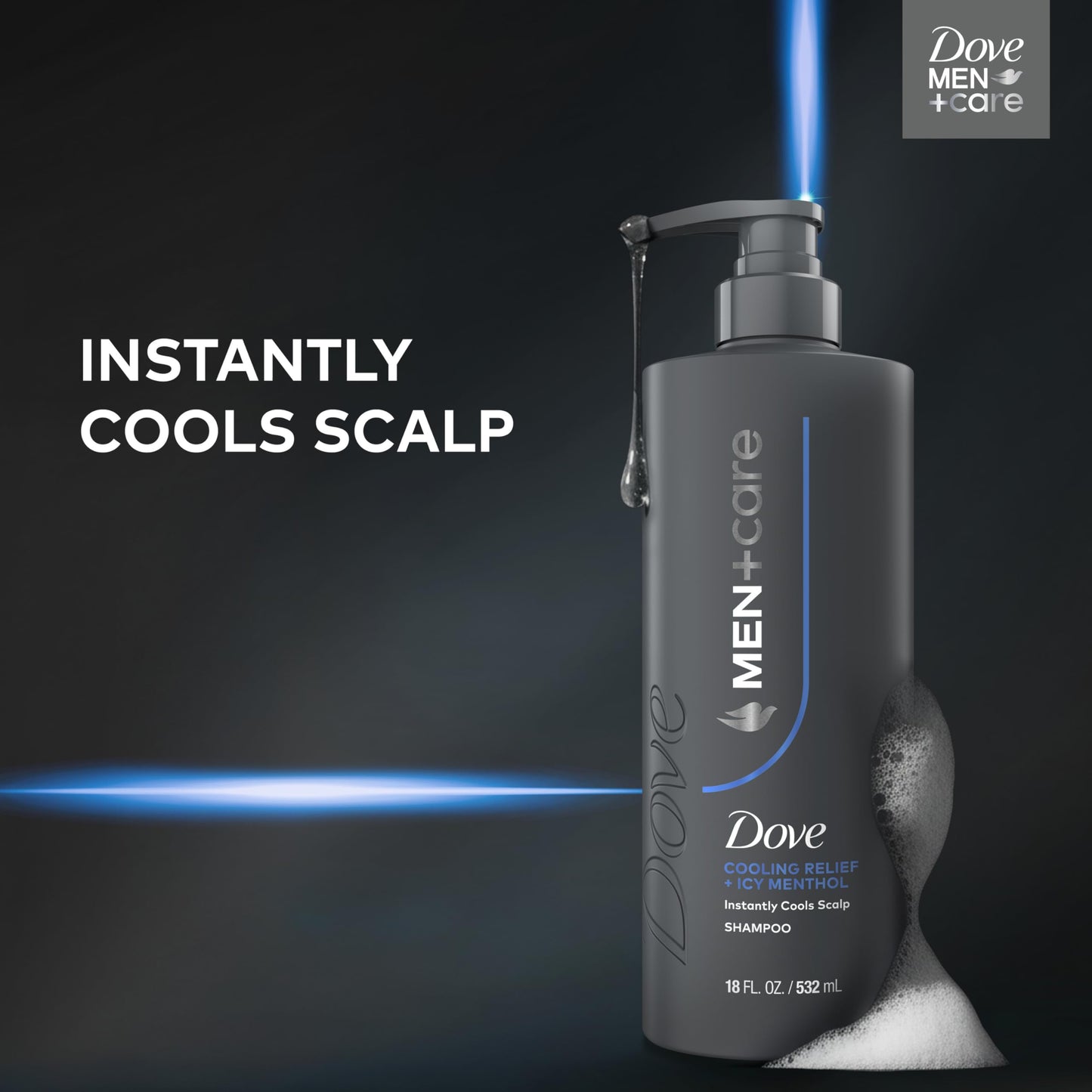 Dove Men+Care Shampoo 1 ct Cooling Relief for Instantly Cools Scalp, with Icy Menthol, 18 FL OZ