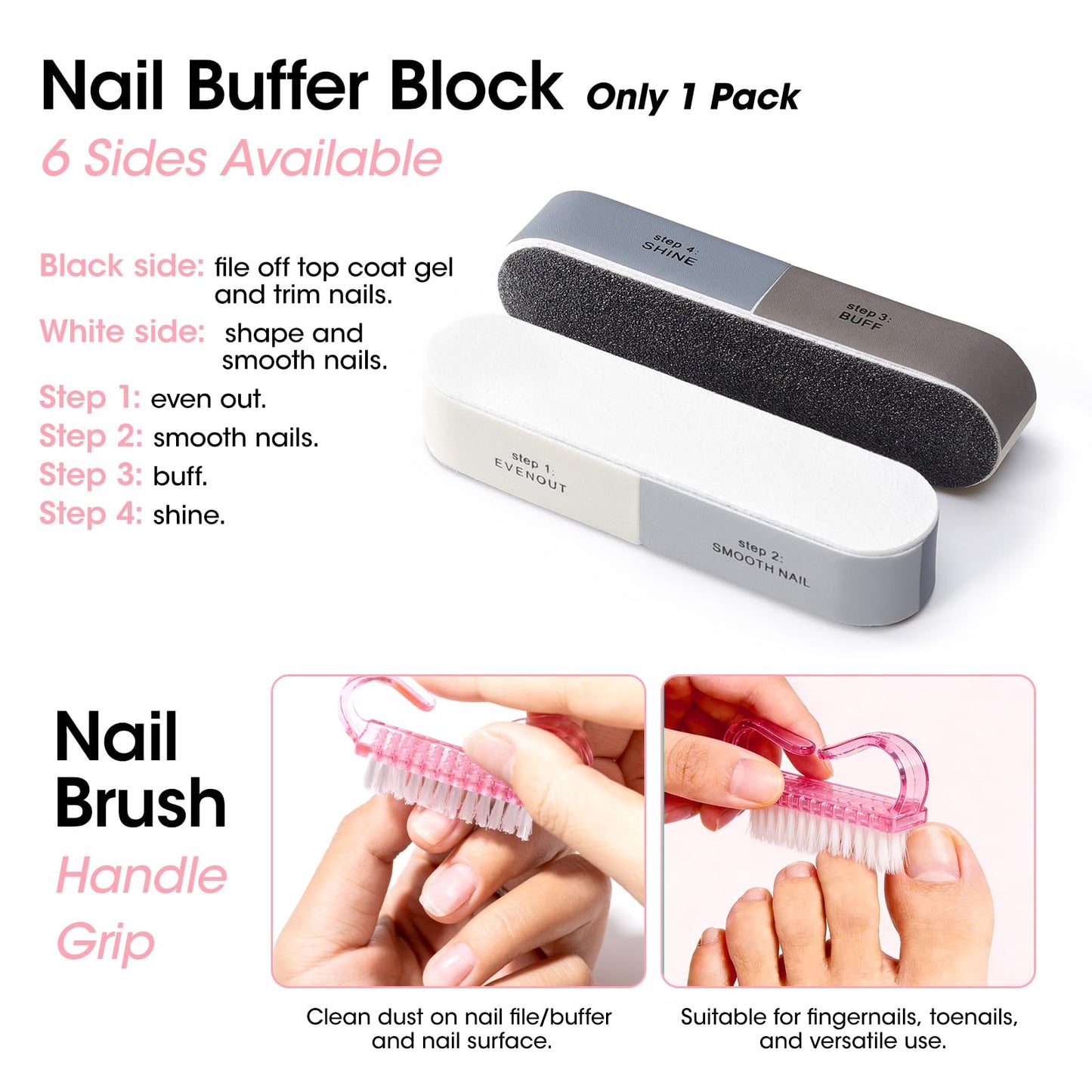 Gellen Nail Care Kit Manicure Tools Kit: Nail Strengthener and 2Pcs Nail File & Buffer 100/180, Cuticle Pusher Pen, Cuticle Oil & Remover, Fork | Nail Clipper & Brush