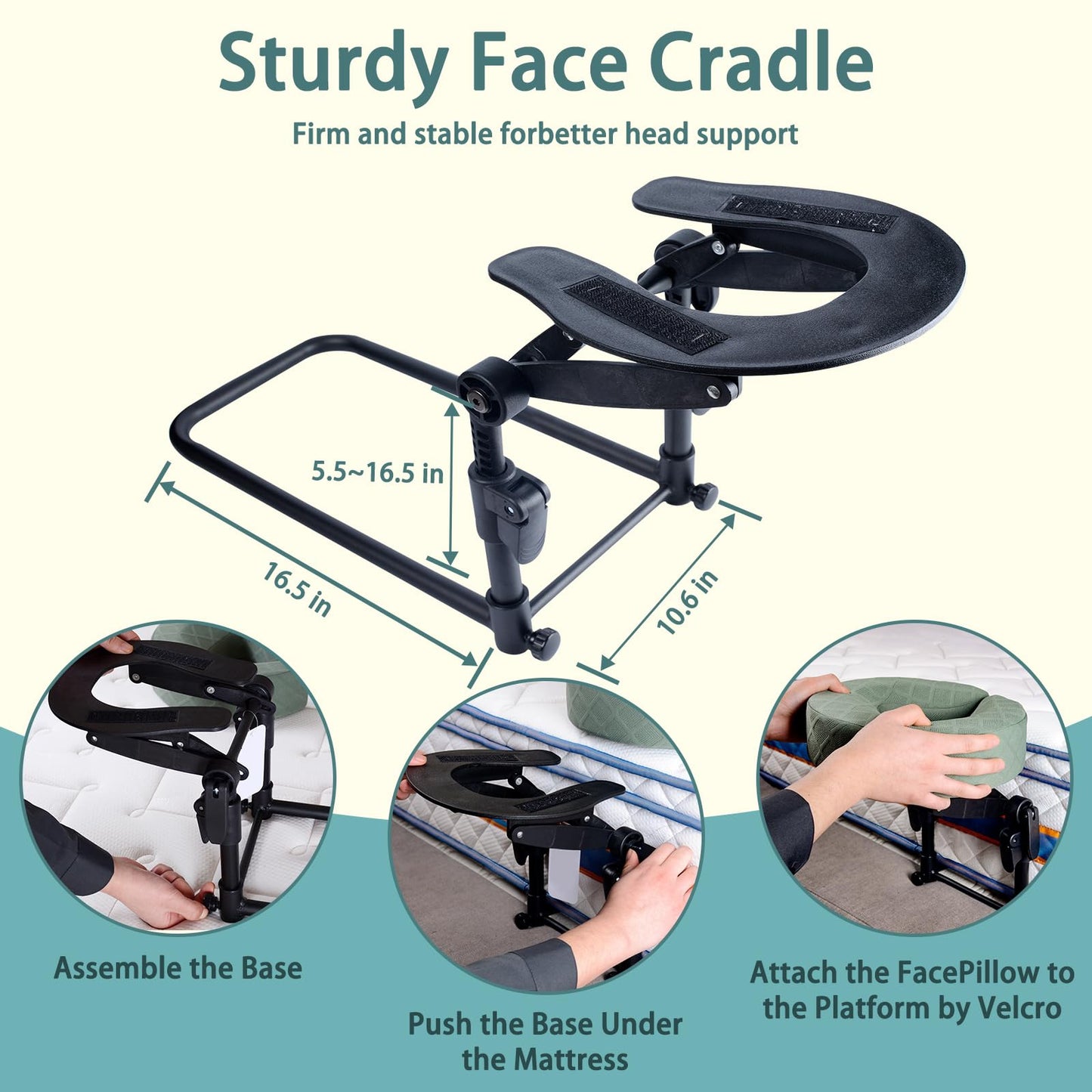 Veuverig Massage Headrest for Bed,Adjustable Face Down Pillow After Eye Surgery Vitrectomy,Massage Head Rest for Bed at Home Mattress,Portable Massage Pillow Face Cradle