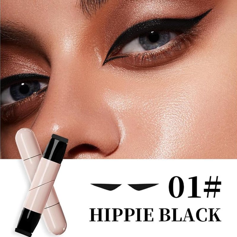 Dual-Ended Eyeliner Stamp Pen - Waterproof Winged Cat Eye Tool, Long-Lasting Matte Finish for Beginners