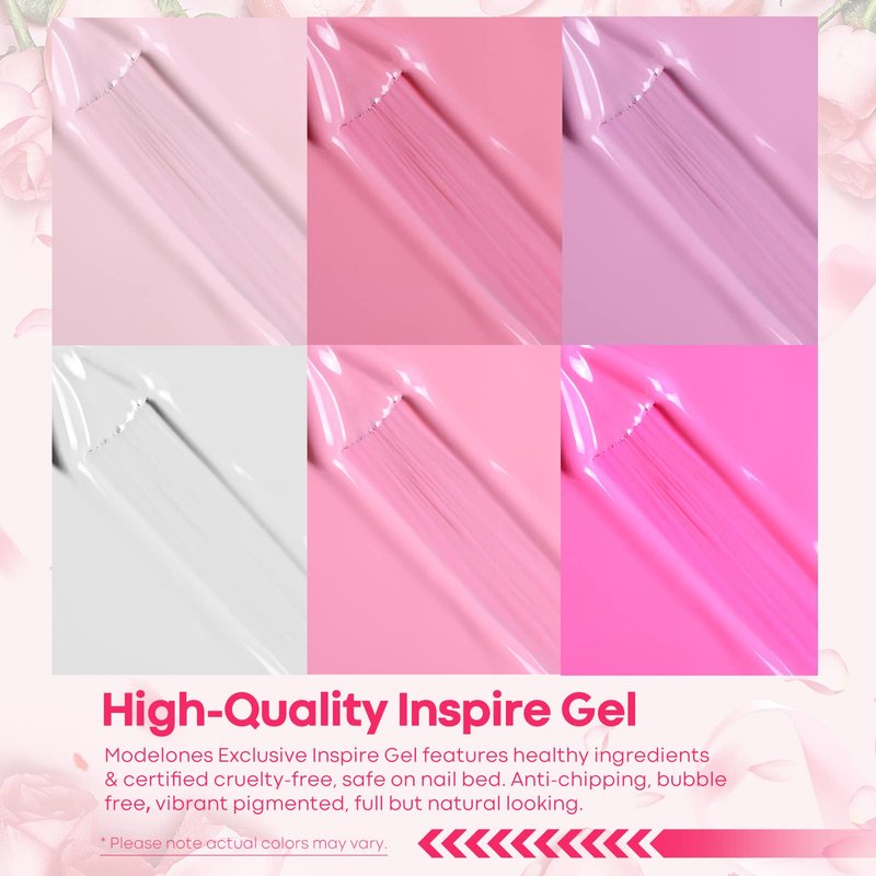 modelones Gel Nail Polish Set, 6 Colors 2026 Mothersday Light Soft Pink White Nude Pink Gel Polish Soak Off Nail Art Design Manicure Kit Salon DIY Home Gift Women Girlfriend