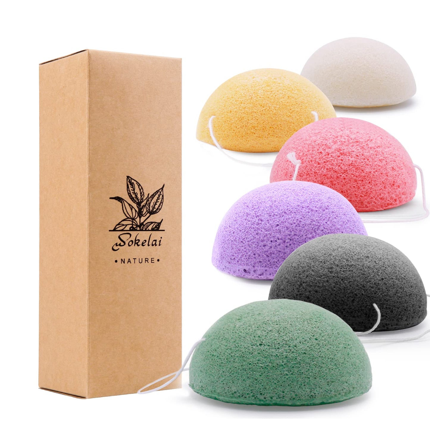 Konjac Facial Sponges for Cleansing Exfoliating - Konjac Face Sponge for Washing Face Body, Natural Cleaning Puff Buff Scrubber for Shower Bath SPA for Babys Men Women