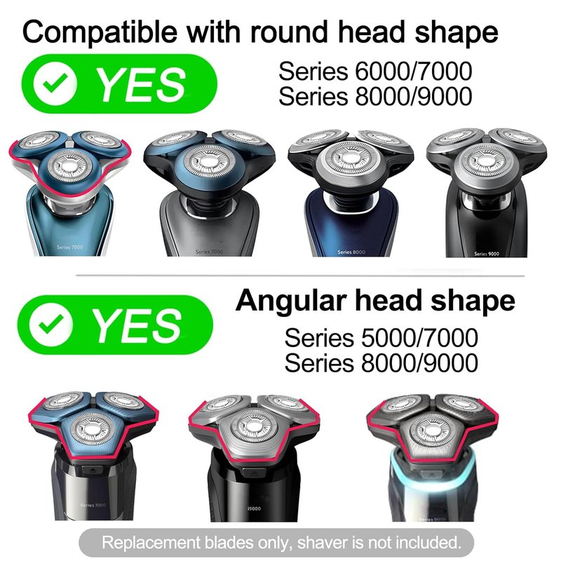 SH90 Shaving Heads - Dual-Ring Mesh Technology for Efficient Shave | Fits Series 9000, 8000, 7000 - 6 Pack