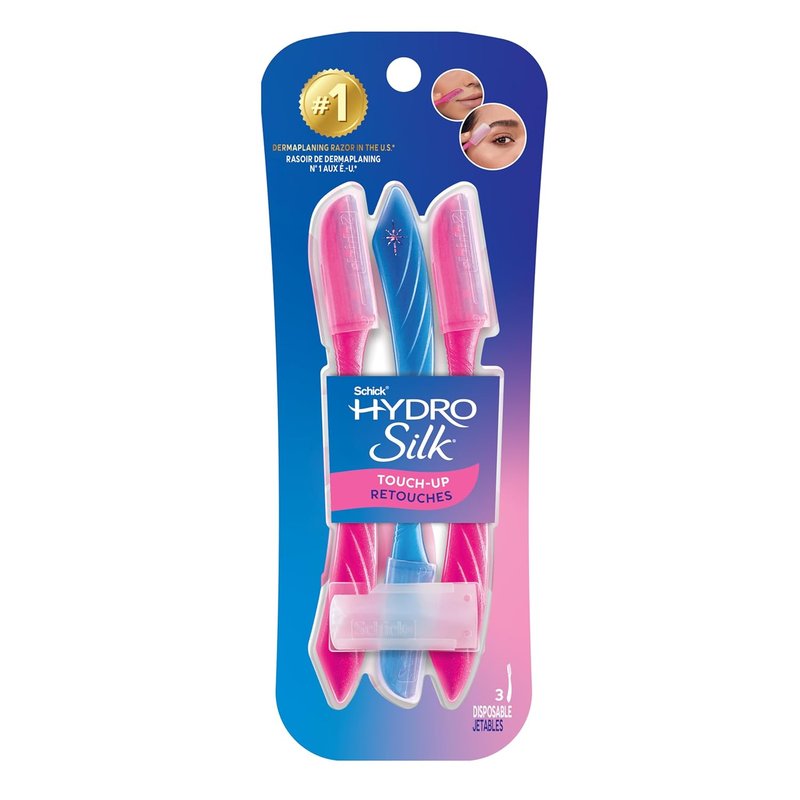 Schick Hydro Silk Touch-Up Dermaplane Razor - Precision Cover, 3ct | Facial Razor for Women, Peach Fuzz Remover