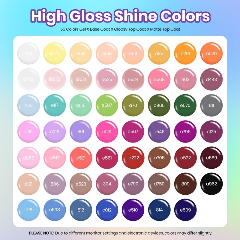 Beetles Summer Gel Nail Polish Set - Vibrarnt Holiday 55 Colors Neon Gel Polish Kit with 5 Pcs Base Glossy Matte Top Coat UV LED Soak off Nail Polish Red Brown Pink Green Blue Summer Gifts for Women