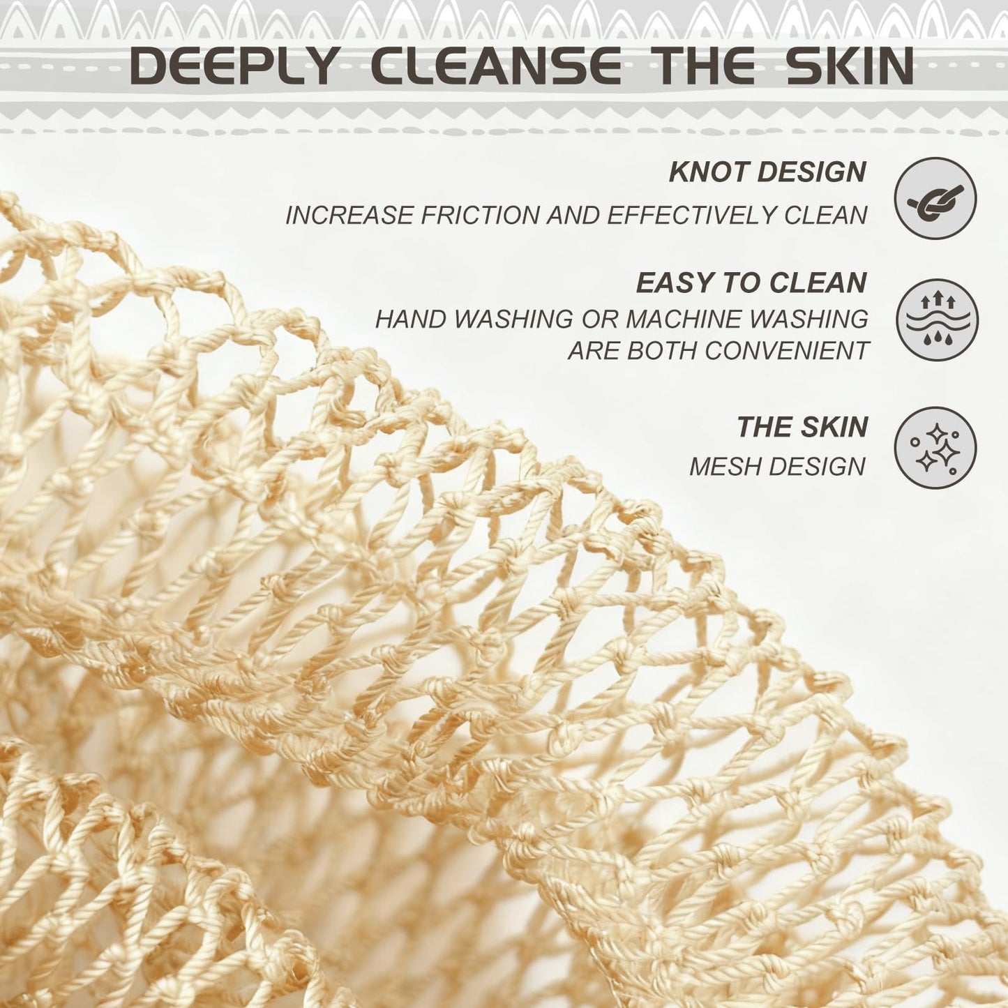 SPMKTBOZAI African Net Sponge Authentic, Loofah Exfoliating Body Scrubber Bath Sponge, African Exfoliating Net Sponge Back Scrubber Washcloth for Shower, Body Care Bathing Accessories (Beige)